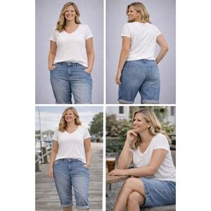 Lane Bryant Capri Jeans Womens 38 40 Light Wash Denim Mid Rise Boyfriend